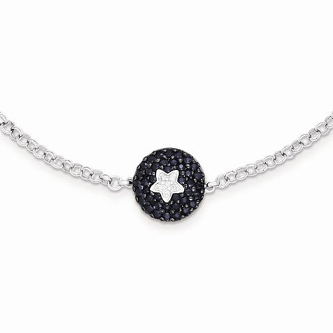 Sterling Silver Diamond & Sapphire Circle & Star Bracelet