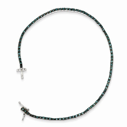 Sterling Silver Blue Diamond Tennis Bracelet