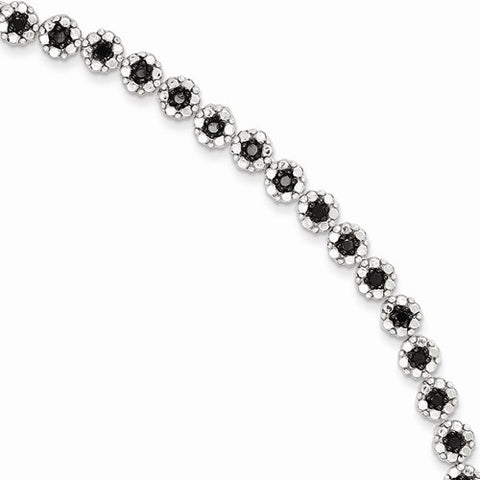 Sterling Silver Black Diamond Circle Bracelet