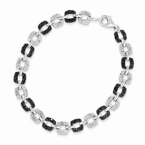 Sterling Silver Black & White Diamond Bracelet