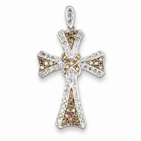 Sterling Silver & Rhodium Diamond Cross Pendant, Pendants for Necklace