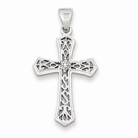 Sterling Silver Rhodium Diamond Cross pendant, Stylish Pendants for Necklace
