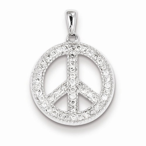 Sterling Silver Diamond Peace Pendant, Pendants for Necklace