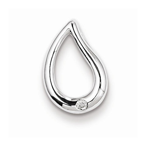 Sterling Silver Rhodium Diamond Teardrop Pendant, Pendants for Necklace