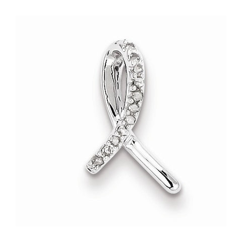 Sterling Silver Diamond Awareness Ribbon pendant, Adorable Pendants for Necklace
