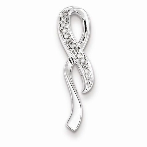 Sterling Silver Diamond Looped Ribbon Pendant, Pendants for Necklace