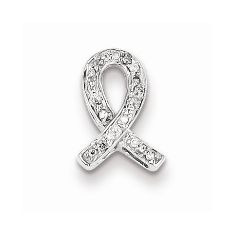 Sterling Silver Diamond Awareness Ribbon pendant, Beautiful Pendants for Necklace