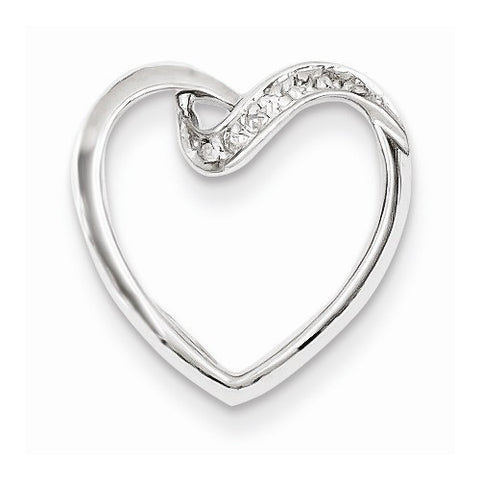 Sterling Silver Rhodium Diamond Heart pendant, Pretty Pendants for Necklace