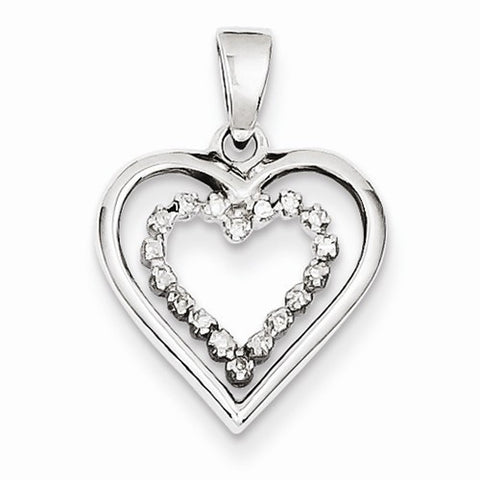 Sterling Silver Diamond Heart Pendant, Gorgeous Pendants for Necklace