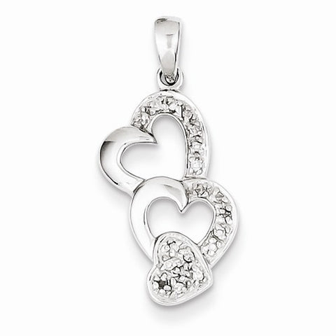 Sterling Silver Diamond Heart Pendant, Lovely Pendants for Necklace