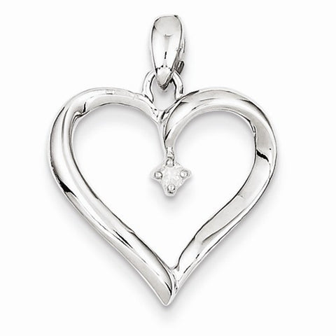 Sterling Silver Diamond Heart Pendant, Stylish Pendants for Necklace