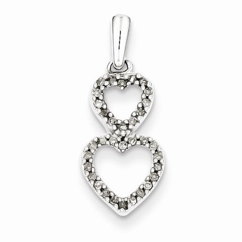 Sterling Silver Diamond Stacked Hearts Pendant, Pendants for Necklace