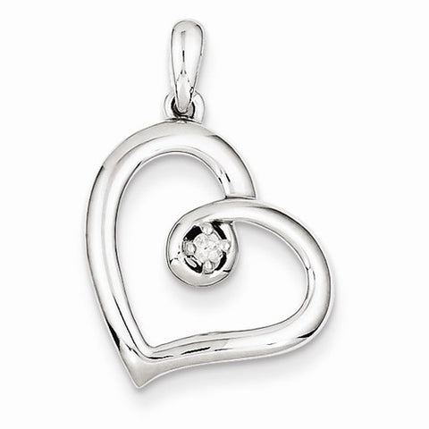 Sterling Silver Diamond Heart Pendant, Appealing Pendants for Necklace