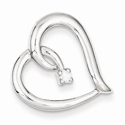 Sterling Silver Diamond Heart Pendant, Charm