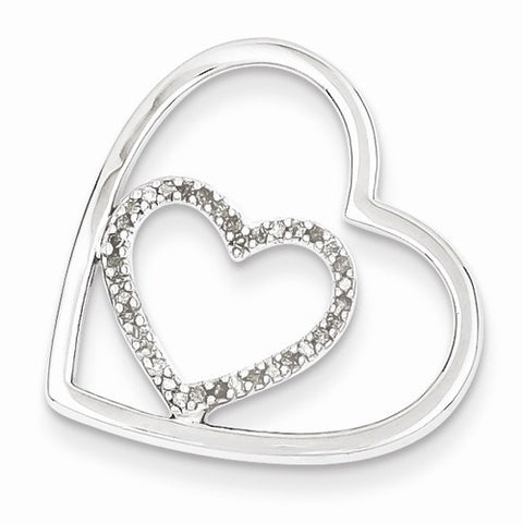 Sterling Silver Diamond Heart in Heart pendant, Adorable Pendants for Necklace