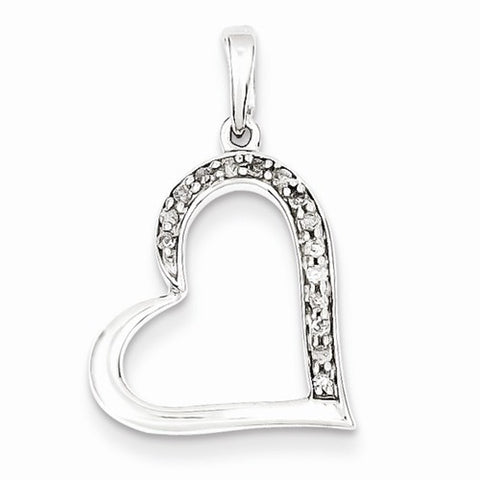 Sterling Silver Diamond Heart Pendant, Dazzling Pendants for Necklace