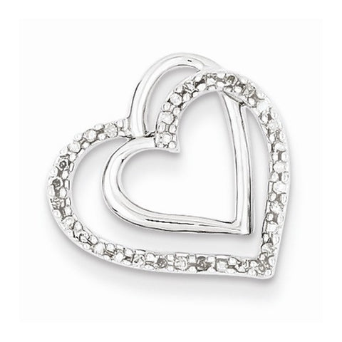 Sterling Silver Diamond Double Hearts Pendant, Pendants for Necklace