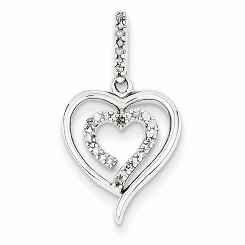 Sterling Silver Diamond Heart Pendant, Beautiful Pendants for Necklace