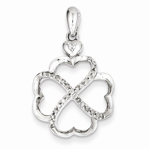 Sterling Silver Diamond 4 Hearts Pendant, Pendants for Necklace