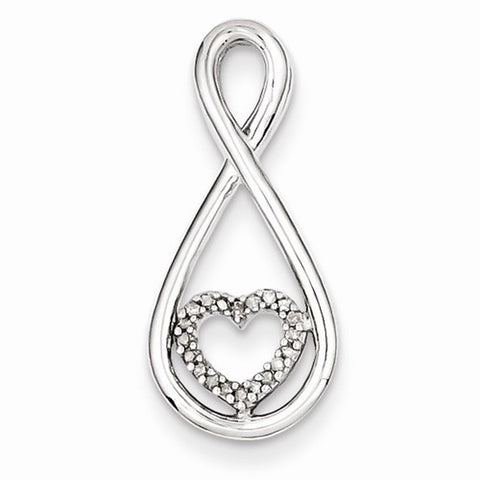 Sterling Silver Diamond Heart in Teardrop Pendant, Pendants for Necklace