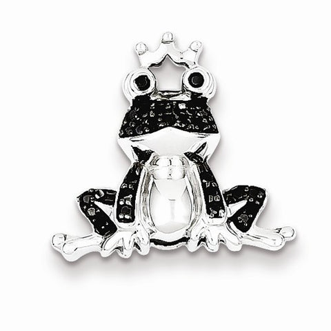 Sterling Silver black-diamond Frog Prince Pendant, Pendants for Necklace