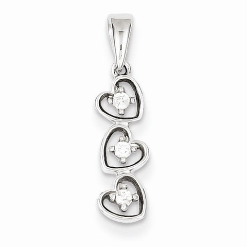 Sterling Silver Triple Heart Pendant, Pendants for Necklace