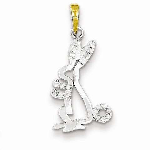 Sterling Silver & 14k Gold-Plated Bunny Pendant, Pendants for Necklace