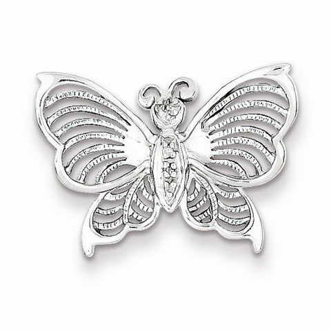 Sterling Silver Rhodium Diamond Butterfly pendant, Lovely Pendants for Necklace