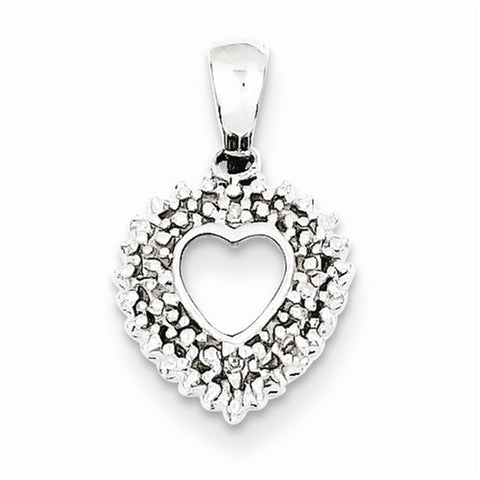 Sterling Silver Rhodium Diamond Heart pendant, Stylish Pendants for Necklace