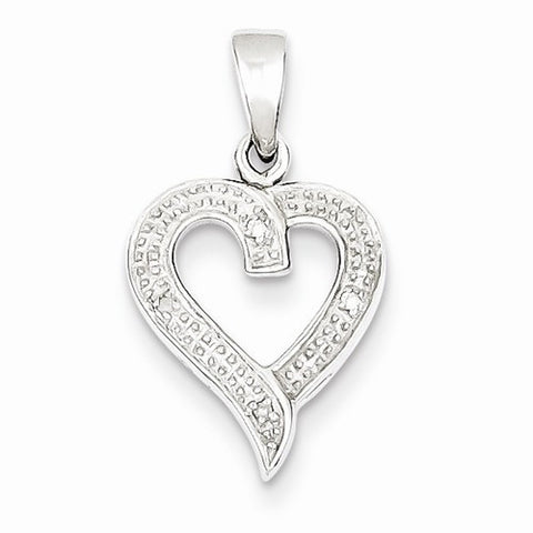 Sterling Silver Rhodium Diamond Heart pendant, Classy Pendants for Necklace