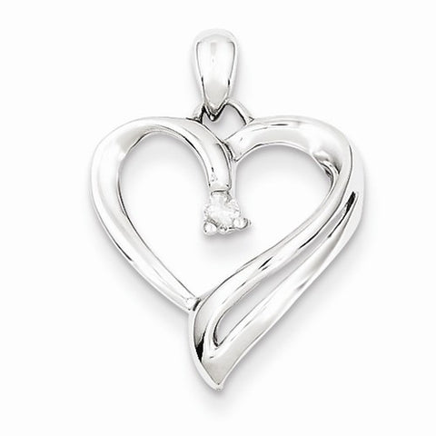 Sterling Silver Diamond Heart Pendant, Alluring Pendants for Necklace