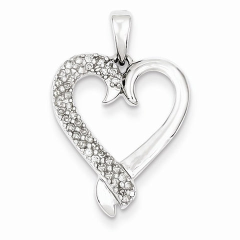 Sterling Silver Diamond Heart Pendant, Charm
