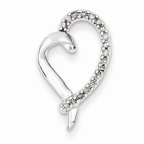 Sterling Silver Diamond Heart Pendant, Adorable Pendants for Necklace