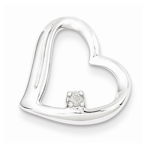 Sterling Silver Diamond Heart Pendant, Beautiful Pendants for Necklace
