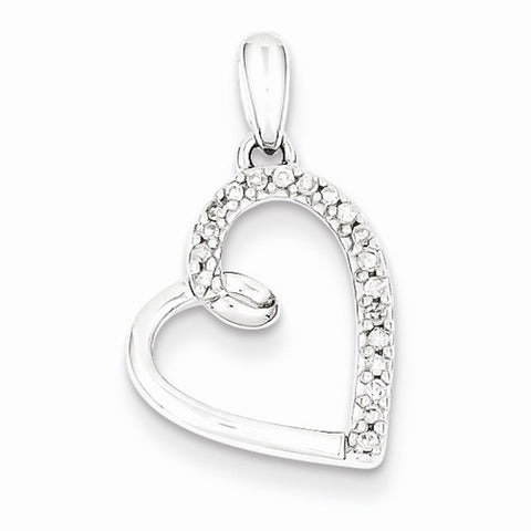 Sterling Silver Diamond Heart Pendant, Delightful Pendants for Necklace