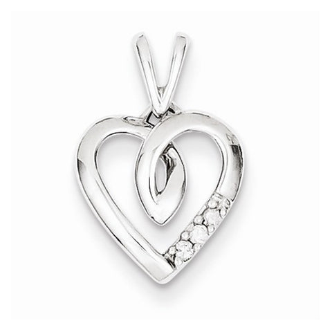 Sterling Silver Diamond Heart Pendant, Pendants for Necklace