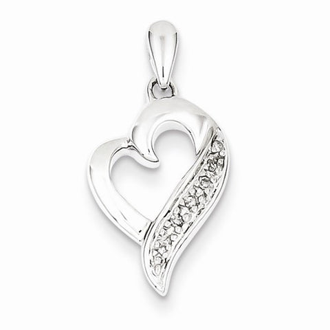 Sterling Silver Diamond Heart Pendant, Pretty Pendants for Necklace