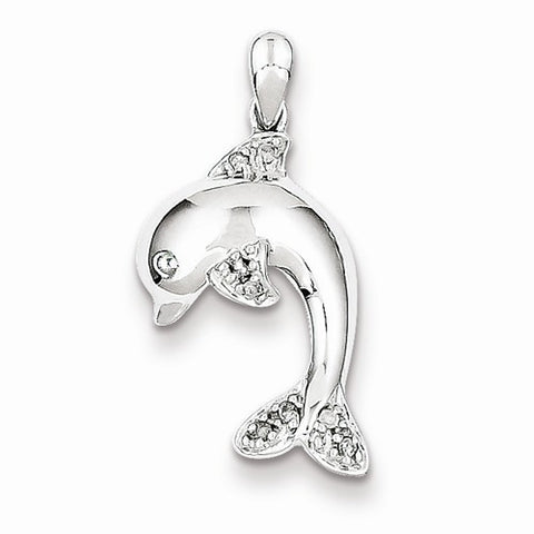 Sterling Silver Diamond Dolphin Pendant, Pendants for Necklace