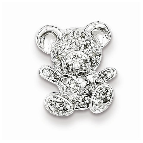 Sterling Silver Diamond Teddy Bear Pendant, Pendants for Necklace
