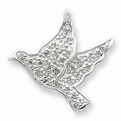 Sterling Silver Diamond Dove Peace on Reverse Pendant, Pendants for Necklace