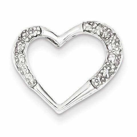 Sterling Silver Rhodium Diamond Heart pendant, Charm