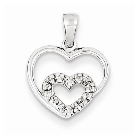 Sterling Silver Diamond Rhodium Heart pendant, Adorable Pendants for Necklace