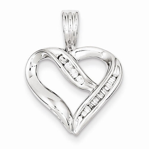 Sterling Silver Diamond Heart Pendant, Dazzling Pendants for Necklace