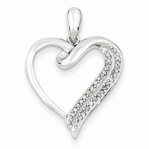 Sterling Silver Diamond Heart Pendant, Pendants for Necklace