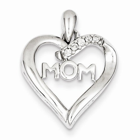 Sterling Silver Diamond MOM Heart pendant, Lovely Pendants for Necklace
