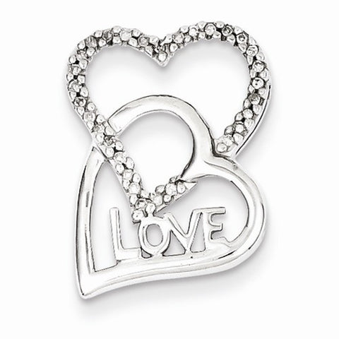 Sterling Silver Love Diamond Heart Pendant, Pendants for Necklace
