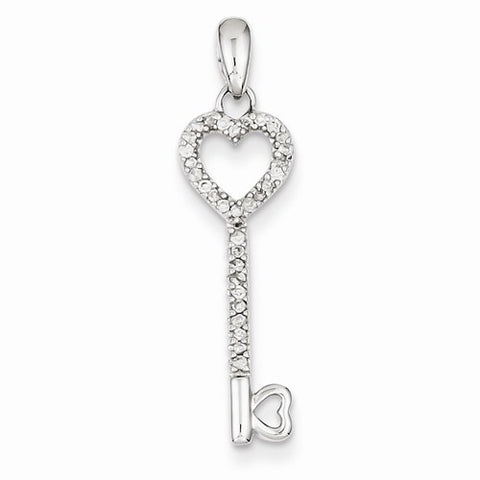 Sterling Silver Diamond Heart Key pendant, Stylish Pendants for Necklace
