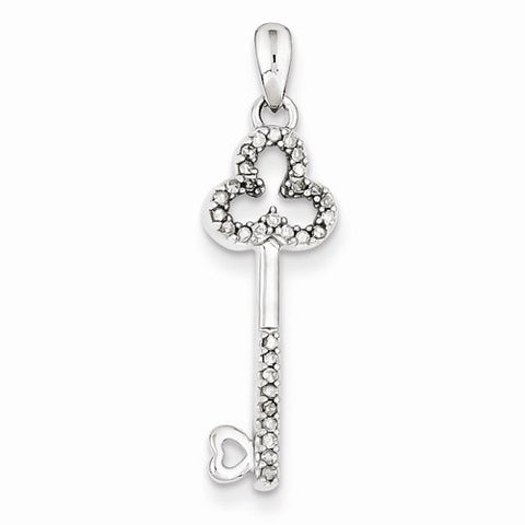Sterling Silver Diamond Skeleton Key Pendant, Pendants for Necklace