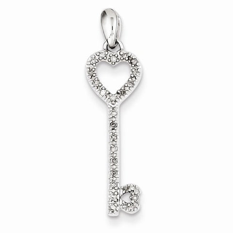 Sterling Silver Diamond Heart Key pendant, Classy Pendants for Necklace