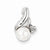 Sterling Silver Rhodium 6mm FW Cultured Pearl & Diamond pendant, Alluring Pendants for Necklace